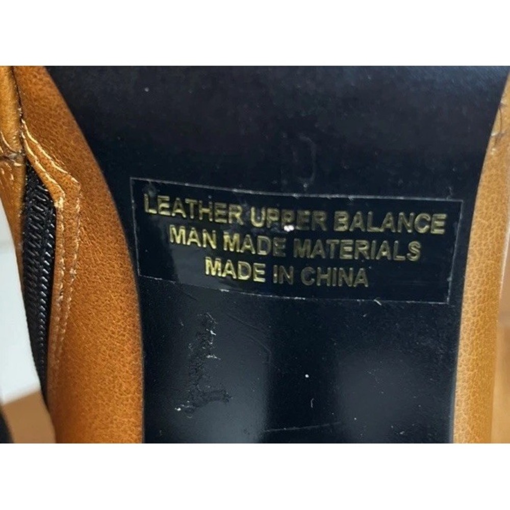 Vintage Wild Orchid Cognac Leather Wavy Patch Stitch Knee High Boots Y2K Size 10 - Picture 13 of 15